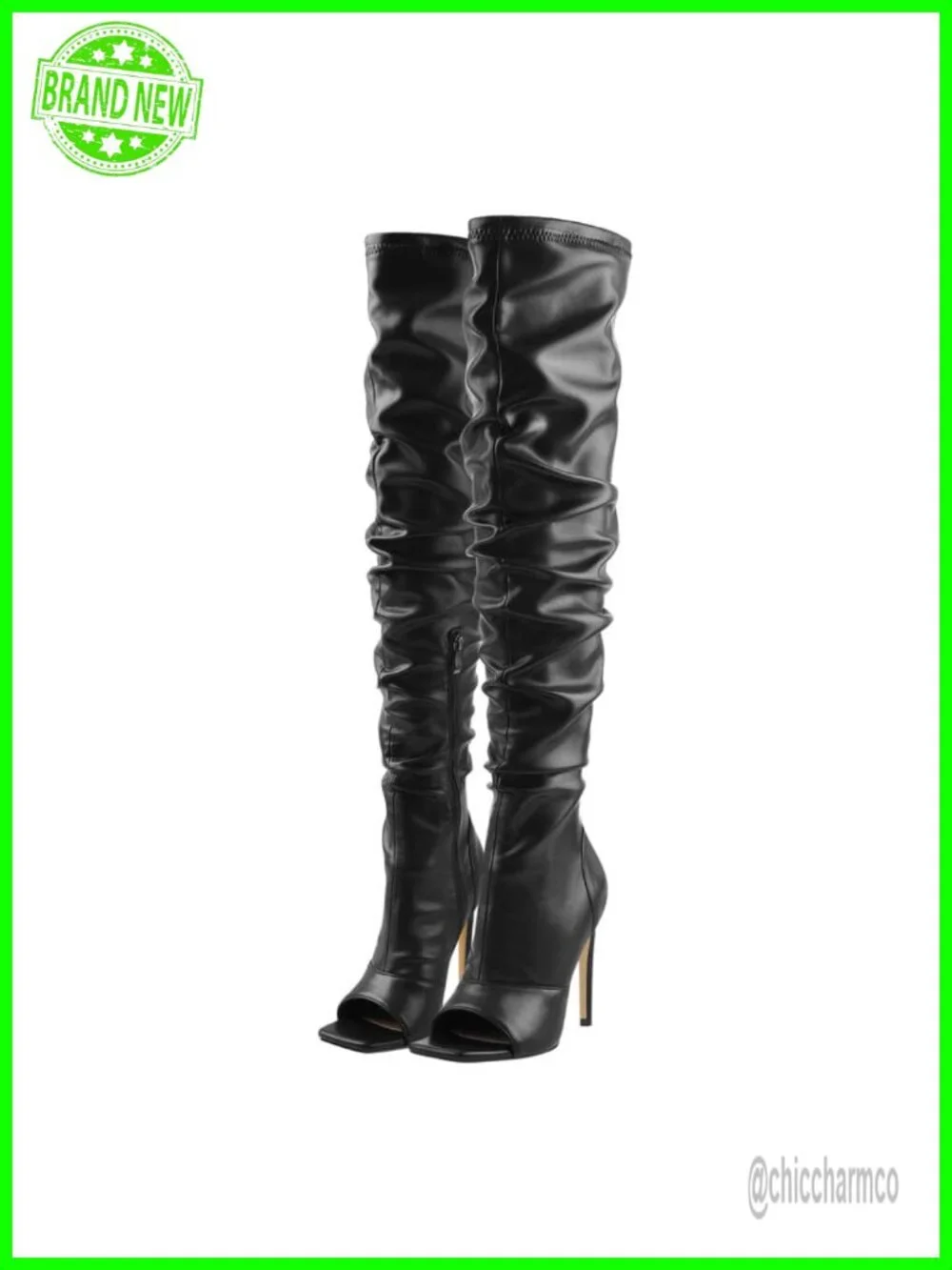 Stiletto Heel Over the Knee Boots Rhinestone Lace Up Pointed Toe